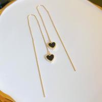 ราคา ต่างหูระย้ายาวสำหรับผู้หญิงสายหูหัวใจสีดำ1คู่เครื่องประดับต่างหูเจาะต่างหูระย้าสีทองขายส่ง (20707694583)
