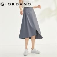 ราคา GIORDANO Women Skirts Asymmetric Hem Front Vent Fashion Long Skirts Invisible Zipper Drape Relaxed Casual Drape Skirts 13463311 (18300824859)