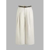 ราคา Cider Linen Blend Belted Pocket Wide Leg Pants Curve Plus (20275333437)