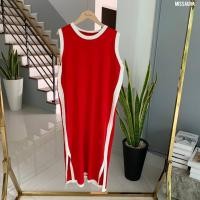 ราคา ส่งเร็ว เดรสไหมพรมตัดขอบทูโทนผ่าข้างงานสวยผ้านิ่ม Color 5 สี ตามภาพ Size Bust อก 40 50 (17071911887)