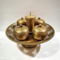 ราคา ชุดทองเหลืองตลับ 4 นิ้ว ตอกลาย โตกพานสิงสองราศ๊ 13 นิ้ว (6974726907)