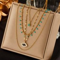 ราคา CIFbuy Bohemian Turquoise Multi layer Titanium Steel Necklace Green Stone Crystal Necklace For Women Bohemian Ethnic Chain Choker Wedding Party Jewelry Gift (20220054011)