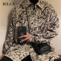 ราคา IELGY เสื้อเสื้อเชิ้ตลายดอกแขนยาวสไตล์ญี่ปุ่นย้อนยุคสไตล์ฮ่องกงลายดอกไม้สำหรับผู้ชาย (18284470370)