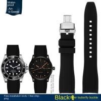 ราคา สายนาฬิกายางซิลิโคนปลายโค้งสำหรับผู้ชาย Rolex Water Ghost seiko citizen tissot 20MM 22MM sport Wristband Universal Belt (19658084350)