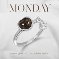 ราคา Mizuchol แหวนเสริมดวงความรักสำหรับคนวันจันทร์ Darling ring พลอย Smoky Quartz RD (8183261818)