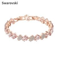 ราคา สร้อยข้อมือคริสตัลสีชมพูที่สวยงาม สร้อยข้อมือ สวารอฟสกี้ กุหลาบทอง สำหรับผู้หญิงของขวัญที่สมบูรณ์แบบสำหรับวันวาเลนไทน์ Stunning Pink Crystal Bangle Swarovski Rose Gold Bracelet for Women Perfect Gift