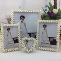 ราคา Luxury White Pearl Resin Photo Frame 3inch6inch7inch Picture Frame Heart Suqare Rectangle Shape Frame for Standing on Table (9975960697)