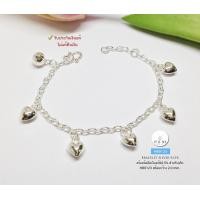 ราคา สร้อยข้อมือเงินแท้92 5 ข้อมือสำหรับเด็ก ร้อยหัวใจน่ารักๆ กระดิ่ง 1 ลูก ยาว 4 7 5 3 นิ้ว เรือนเงินแท้ (9894788633)