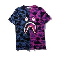 ราคา BAPE ผู้ชายเสื้อยืด SHARK เย็บลวงตาเสื้อยืด Casual Tops เสื้อผ้า (416022920)