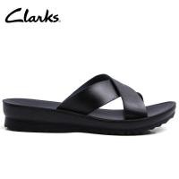 ราคา Clarks รองเท้าแตะรัดส้นหนังสีดำ Merliah Karli สำหรับผู้หญิง (19377654378)