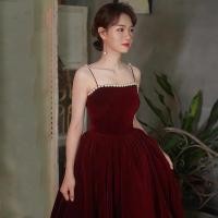 ราคา ผู้หญิงสามารถใส่ชุดสีไวน์แดงคืนการหมั้นของเจ้าสาวชุดค็อกเทลกำมะหยี่รูปดาว (17393916775)