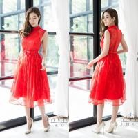 ราคา เดรสลูกไม้แขนกุด คอจีน ประดับลูกปัด (17076669752)