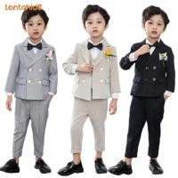 ราคา lontakids Kids Boys 4Pcs 6Pcs Double Breasted Plain Formal Clothes Set Children Black Grey Beige Tuxedo Suits Wedding Birthday Party Outfits (20977574708)