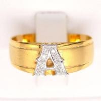 ราคา Happy Jewelry แหวนตัวอักษรตัว A หน้ากว้าง ขอบด้านในพ่นทรายสวยๆ ทองแท้ 9k 37 5 เพชรเกส AL102 (17042191941)
