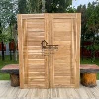 ราคา ประตูไม้สักทองบานคู่ทรงโมเดิร์นเส้นตรง รหัส A19 จัดส่งฟรี (19121660388)