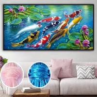 ราคา เย็บปักถักร้อยแม่นยำพิมพ์ปักครอสติ รวบรวมความมั่งคั่งและดึงดูด WealthLotus เก้าภาพปลา เต็มเย็บปักถักร้อยปักครอสติผนัง StickerHome ตกแต่ง (15635510984)