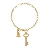 ราคา Vivienne Westwood NANASPACE อัลลอยชุบทองหลายจี้โลโก้พังก์มีความสุขสร้อยข้อมืออิ่มตัว (19309222076)