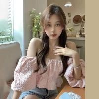 ราคา เสื้อแขนพัฟ เปิดไหล่ข้างเดียว สไตล์เกาหลี ฤดูร้อน สีชมพู ลดอายุ เสื้อเซ็กซี่ สําหรับผู้หญิง (20797689114)