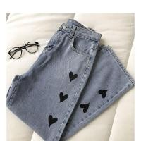 ราคา Embroidery Wide Leg Jeans Woman Loose Casual Plus Size Denim Pants High Waist Straight Jeans (13918655538)