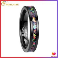 ราคา BONLAVIE 4mm Colorful Opal Inlay 100 Real Tungsten Ring Black Wedding Band Engagement Ring for Men Women Comfort Fit Size 5 12 (10628981247)