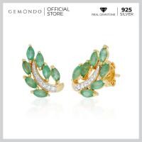 ราคา Gemondo ต่างหูเงินแท้ 925 ชุบทอง 18K ประดับมรกต Emerald และเพชร Diamond ดีไซน์เอกลักษณ์ต้นเฟิร์น (5724884236)