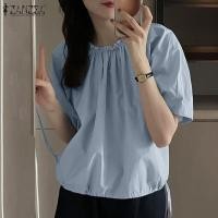 ราคา จัดส่งฟรี Esolo ZANZEA เสื้อเบลาส์ผูกเชือกสไตล์เกาหลีของผู้หญิงคอกลมมี Baju Pesta ชุดเดรสสั้นแบบสวมหัวใหม่ KRS 10 (19539520758)