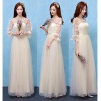 ราคา ชุดราตรีมีแขนเป็นผ้าซีทรูประดับด้วยดอกไม้กระโปรงยาว (20767336126)