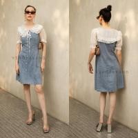 ราคา เดรสยีนส์แขนตุ๊กตา แต่งปกซีทรู VSHOP (19080189954)