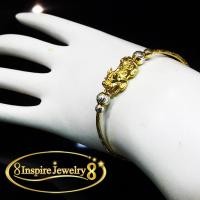 ราคา INSPIRE JEWELRY กำไลข้อเท้าเด็ก 1 อัน รูปปี่เซี่้ยะ size 4x4cm ขยายได้อีก หุ้มทองสองกษัติรย์ 100 silver plated and gold plated ผุู้ใหญ่ใส่ได้ ปี่เซี้ยะ นำโชค (12842115)