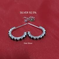 ราคา ต่างหูเงินแท้ 92 5 ฝังเพชรCzครึ่งวงกลม (20102633001)
