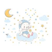 ราคา Sunshine everyday ไฟกลางคืนการ์ตูนหมีพระจันทร์เมฆสติ๊กเกอร์ติดผนังสำหรับเด็กห้องเด็กวอลล์เปเปอร์ตกแต่งห้องนอนเรืองแสงในที่มืด (17657796661)