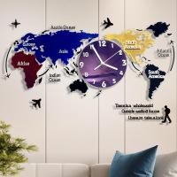 ราคา A I ขนาดใหญ่ตกแต่งชุดนาฬิกาติดผนัง Frameless World แผนที่สติ๊กเกอร์ติดผนังนาฬิกาทำงานไร้เสียงโมเดิร์น DIY สำหรับตกแต่งบ้าน (20374166785)