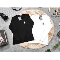 ราคา เสื้อคอกลม ทรงแขนยาว ปักโปโล ผ้าเรย่อน ผ้าใส่สบายยืดได้เยอะ งานปัก Size 34 38 มี2สี ขาว ดำ (21035577291)