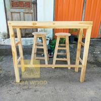 ราคา CR W ชุดโต๊ะเก้าอี้บาร์ทรงสูงทำจากไม้สัก ขนาด 120 40 สูง 105 ซม เหมาะกับมุมกาแฟมากๆ งานดิบ ยังไม่ทำสี (20940691157)