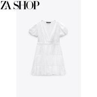 ราคา Enza Zaraเย็บปักถักร้อยชุดเดรสลูกไม้ประดับฝรั่งเศสสีทึบใหม่สำหรับฤดูร้อน7200302 ROK High Waist (17774044807)