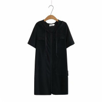 ราคา มีไซส์ใหญ่ Plus Size XL 3XL Womens Hooded Summer Dress Solid A line Patchwork Zipper Up Midi Dresses (8591897816)