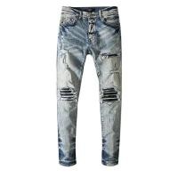 ราคา AMIRI Biker กางเกงยีนส์ผู้ชาย Slim Fit Straight Knee Ripped Stretch Men S Trousers (16951201928)