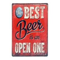 ราคา ป้ายสังกะสีวินเทจ The Best Beer is an Open one ปั๊มนูน ขนาด 20x30 ซม (182232715)