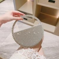 ราคา Shining French Fairy Silver Round Full Diamond Dinner Bag Banquet Clutch Small Bag Inlaid with Diamonds Hand held Half Round Bag JYUE (20562515161)