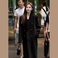 ราคา Uniqlo 2023 New Fashion version 2023 new womens autumn and winter Hepburn style small high end coat black long woolen windbreaker jacket (20917347061)