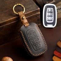 ราคา Car Key Case Genuine Leather Cover for Chrysler PACIFICA Mini Van 2017 2018 2019 Keyring Shell (19807058408)