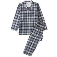 ราคา MUJI ชุดนอนผู้ชายผ้าสักหลาดชุดอยู่บ้านผู้หญิงกางเกงขายาวผ้าฝ้ายลายสก๊อต (19834696253)