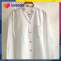 ราคา เสื้อเชิ้ตคอจีนผู้ชาย แขนยาว สีขาว ผ้าอ๊อกฟอร์ด (19694186399)