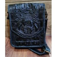 ราคา กระเป๋าสีดำหนังจระเข้รุ่นสะพายหนังแท้ของแท้ (20501817095)