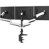ราคา HUANUO Triple Monitor Stand Full Motion Articulating Aluminum Gas Spring Monitor Mount Fit Three 17 to 32 inch LCD Computer Screens with Clamp Grommet Kit White (15927149689)