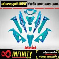 ราคา เปลือกรถ เฟรมรถ ชุดสีเวฟ 100S U BOX ติดสติ๊กเกอร์ WAVE125i ไฟเลี้ยวบังลม ของแต่งรถ WAVE100S อะไหล่แต่งรถเวฟ 100S รับประกันสี 1 เดือน มี 20 สี ให้เลือก (15649747403)