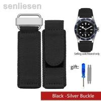 ราคา ดั้งเดิม2023 แถบนาฬิกาไนลอน22มม 24มม สำหรับ Seiko Tudor Rolex BR สายรัดแบบตะขอหัวเข็มขัดเหล็กแบบห่วงสีดำสีน้ำเงินสายรัดสำหรับเล่นกีฬา (19880828928)