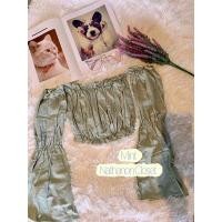 ราคา เสื้อครอปผ้าฝ้าย สม๊อคอก แขนยาว 022 เสื้อแขนตุ๊กตา สีพาสเทล เอวลอยสม๊อคช่วงอกและไหล่ (17202964479)