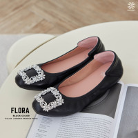 ราคา รองเท้าหนังแกะ รุ่น Flora Black color สีดำ (20154336053)