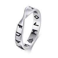 ราคา Vnox 4MM Silver Black Plated Stainless Steel Tyre Ring For Men Twisted Mobius Finger Band With Viking Runes Jewelry (15221640243)